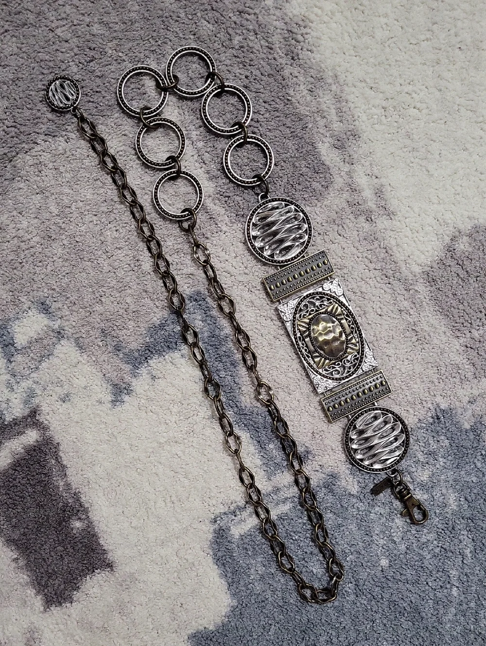 Chico's Metal Concho Medallian Chain Link Belt